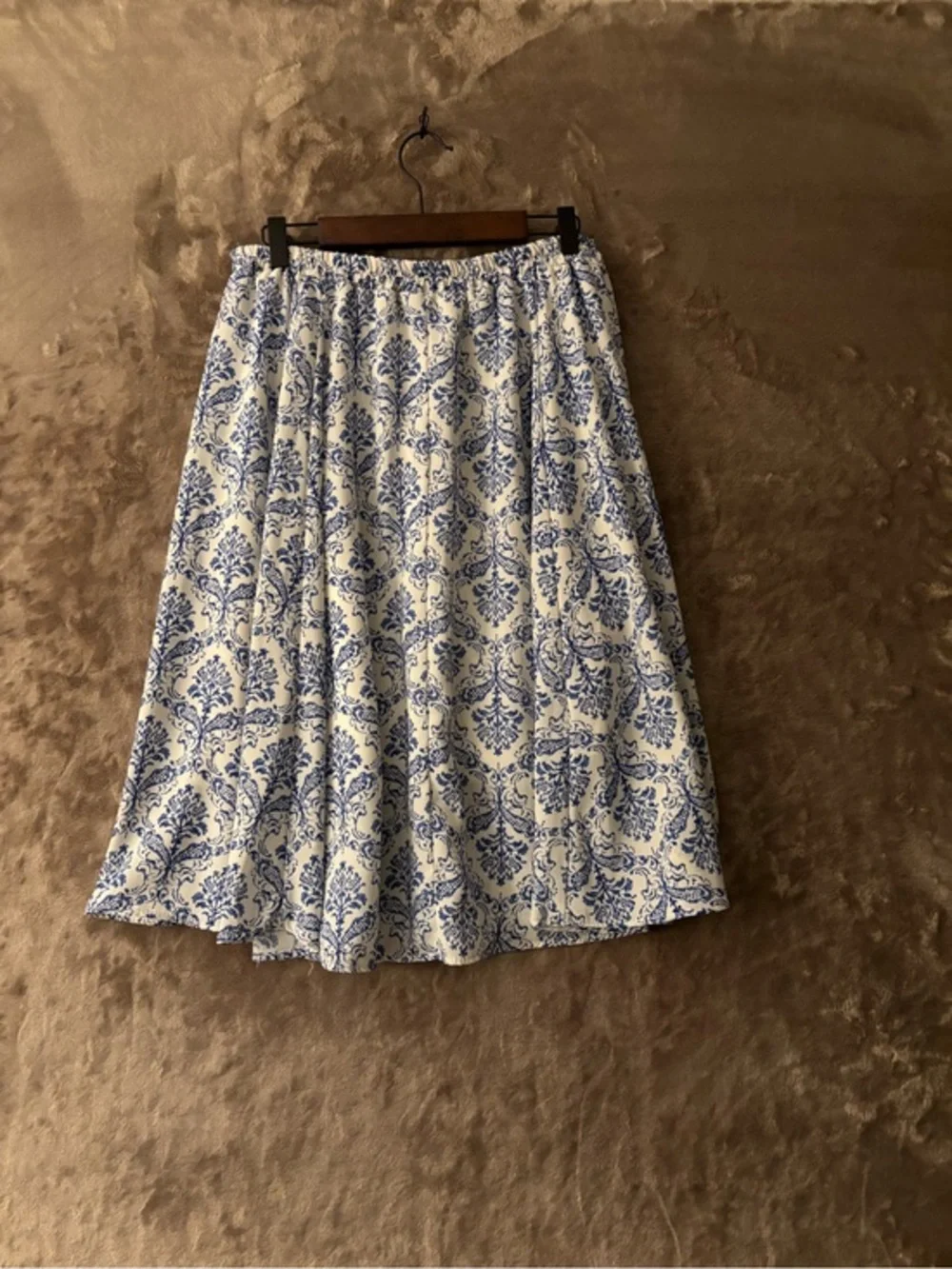 Blue Rain A-Line Women’s Size L Blue and White Printed A-Line Skirt